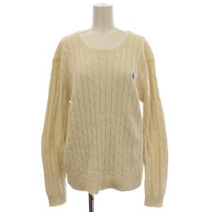 ケーブルニット コットン セーター 長袖 XL アイボリー /G