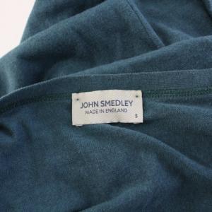 JOHN SMEDLEY ニットカーディガン 長袖 Vネック 薄手 ワンカラー 無地 S 青 ブルー /BB