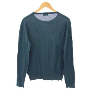 JOHN SMEDLEY ニット セーター 薄手 クルーネック 無地 ワンカラー S 青 ブルー /BB