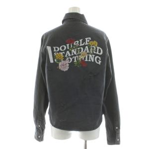 DOUBLE STANDARD CLOTHING バックプリントチノシャツ デニムシャツ 花柄 36 グレー 0204-360-231B /AN36