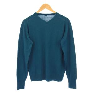 JOHN SMEDLEY ニット セーター 薄手 Vネック ワンカラー 無地 ウール M 青 ブルー /BB