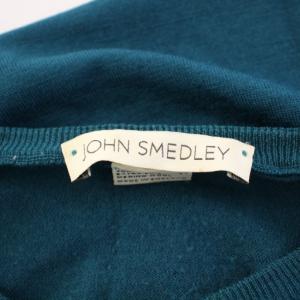 JOHN SMEDLEY ニット セーター 薄手 Vネック ワンカラー 無地 ウール M 青 ブルー /BB