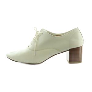 Repetto レースアップシューズ チャンキーヒール 37.5 23.7cm 白 ホワイト /MI