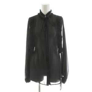シャツ ブラウス 長袖 シアー シースル フリル 36 黒 ブラック 0504-150-211 /AN57