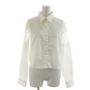 シャツ ブラウス 長袖 レース F 白 ホワイト /RR