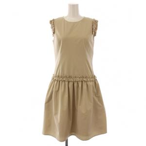 レイニーギャザー ワンピース ひざ丈 ノースリーブ 34 ベージュ 5026120 /BM