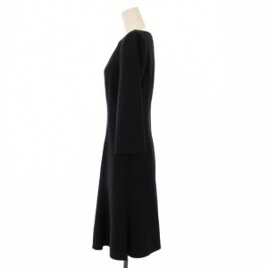 FOXEY NEW YORK ワンピース 七分袖 ひざ丈 スクエアネック 38 黒 39843 /KH