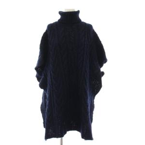 ニットポンチョ ウール ネイビー 5109075