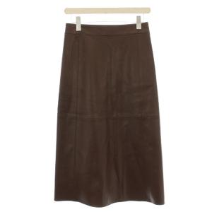エコレザー スカート ロング フェイクレザー XS 茶 ブラウン 2529776023 /G