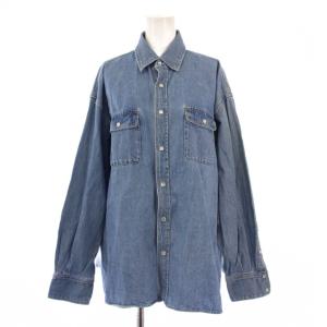 25SS フラップデザインファブリックオーバーシャツ ブラウス 長袖 レギュラーカラー 無地 ワンカラー