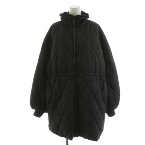 24AW ウエスト切り替えキルティングコート ミドル丈 中綿 アウター F 黒 ブラック 250HAB30-566I