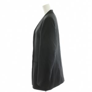 ADORE 22AW シルクウールツイルジャケット ノーカラージャケット シングル 絹 ウール 36 黒 ブラック