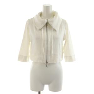 ジップアップジャケット 七分袖 白 ホワイト /RR