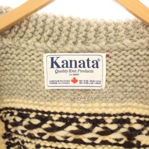 KANATA カウチンニットベスト ジップアップ ショート丈 ウール 総柄 編み込み ベージュ /BB