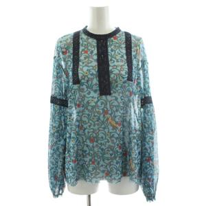 VIVIENNE TAM セットアップ シャツ ブラウス 長袖 フレアスカート ミモレ ロング 総柄 レース シアー シースルー