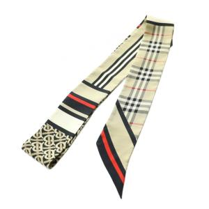 BURBERRY スキニースカーフ チェック ベージュ ブラック 8037017
