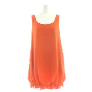 ワンピース 38 オレンジ ノースリーブ ラウンドネック バルーンヘム /AP