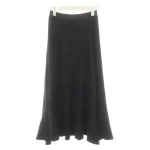 ニットスカート フレアスカート ミモレ ロング 36 黒 ブラック /AN52