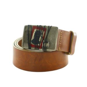 ベルト 牛革 レザー バックル 90cm 茶 ブラウン /MI