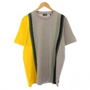 Tシャツ 半袖 クルーネック 切替 ストレッチ M グレー タグ付き /BB