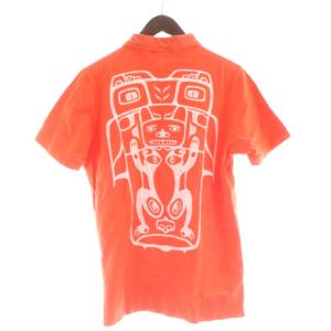 DSQUARED2 ポロシャツ ダメージ風デザイン L オレンジ ロゴプリント 半袖 /AP