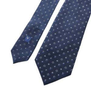 LOUIS VUITTON モノグラム ネクタイ シルク 紺 ネイビー /SS OS