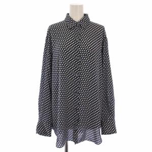 24AW Geo Block GGT BF Shirt シャツ ブラウス 長袖 総柄 S 黒 青 白 01-4408203