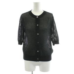 23SS suffork arcana カーディガン メッシュ 5分袖 38 黒 ブラック 3203724