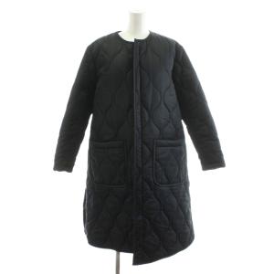 ARKLEY LONG W/ZIP キルティングコート ロング丈 ノーカラー 中綿 アウター 34 黒