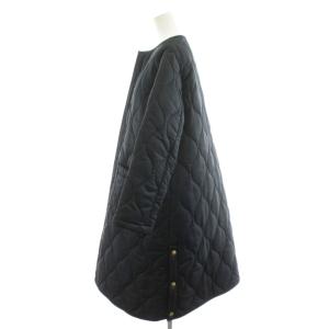Traditional Weatherwear ARKLEY LONG W/ZIP キルティングコート ロング丈 ノーカラー 中綿 アウター 34 黒