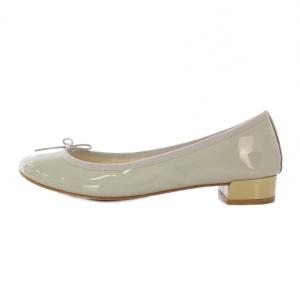 Repetto バレエシューズ パンプス ラウンドトゥ ローヒール エナメル リボン 装飾 41 グレー /BB