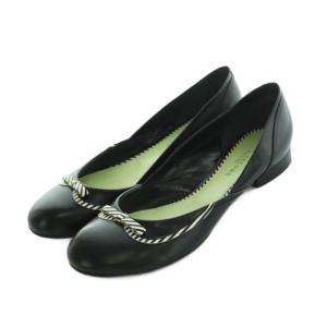 パンプス ラウンドトゥ ローヒール リボン 39 26.0cm 黒 /MI