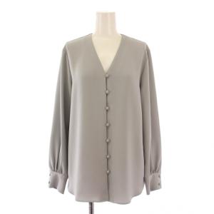 MARVINE RONDI シャツ ブラウス 長袖 Vネック ストレッチ ワンカラー 38 グレー /BB
