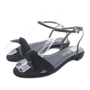 サンダル スエード ストラップ リボン LL 25.5cm 黒 ブラック /SR