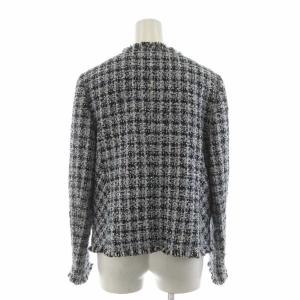 自由区 ツイードジャケット 40 黒 ブラック シルバーカラー ノーカラー 長袖 /RR