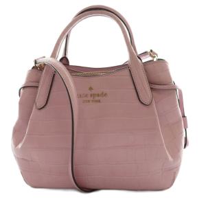 ダンプリング クロコ エンボスド スモール サッチェル 2WAYバッグ ハンド ショルダー ピンク KE476