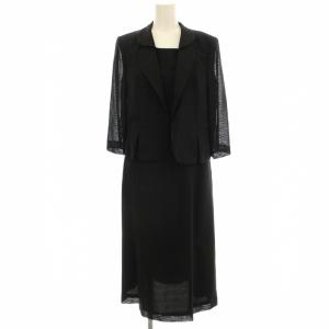 ブラックフォーマル ドッキングワンピース ひざ丈 七分袖 40 黒 ブラック 0771817-00-B13