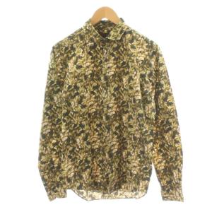 シャツ 総柄 長袖 コットン M カーキ 082-16170-0941 /AN27