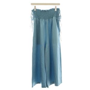 シルクワイドパンツ イージーパンツ サイドリボン 1 水色 ライトブルー MM18SS-PT014 /G