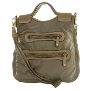 ショルダーバッグ ハンドバッグ 2WAY レザー ナイロン ベージュ グレー /SS OS