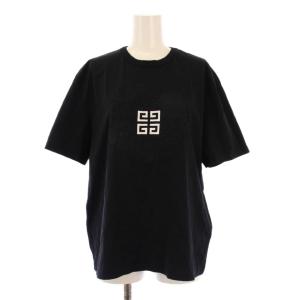 Tシャツ カットソー 半袖 クルーネック ストレッチ ロゴ S 黒 ブラック /BB