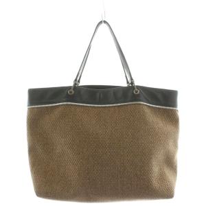 Longchamp トートバッグ ハンドバッグ レザー切替 茶 ブラウン 黒 ブラック /AN2