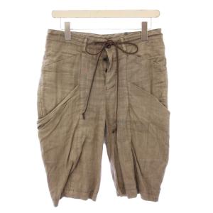 リネンポプリンハーフパンツ ショートパンツ タック ボタンフライ ワンカラー 1 グレージュ KP41-091