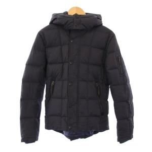 西川ダウン ダウンジャケット アウター ショート丈 フード ワンカラー M 紺 ネイビー /BB