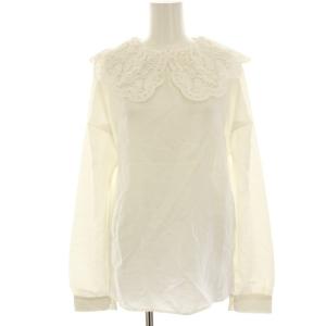 EMBROIDERY COLLAR BLOUSE シャツ ブラウス 長袖 襟レース F 白 ホワイト 02020440770