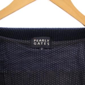PEARLY GATES ゴルフウェア ニットジャケット アウター ジップアップ ハイネック ロゴ ウール 2 紺 ネイビー /BB
