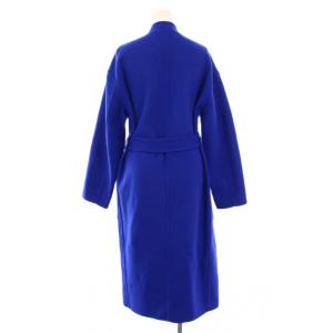 UNITED ARROWS ダブルフェイスノーカラーコート アウター ロング丈 前開きトッパー ワンカラー 無地 ウール ベルト 38