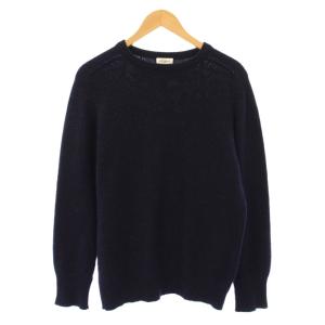 ニット プルオーバー クルーネック アルパカ M ネイビー