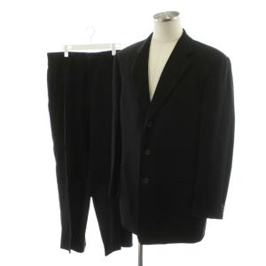 スーツ セットアップ テーラードジャケット シングル パンツ スラックス ウール 52 黒 ブラック /AN25
