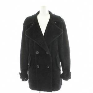 銀タグ チェスターコート ショート丈 ダブル アルパカ アウター 40 黒 ブラック /AN19
